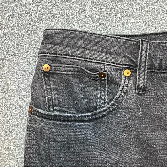 Madewell The Perfect Vintage Wide Leg Crop Jeans Size 33P Black Denim Fringe - Picture 3 of 13